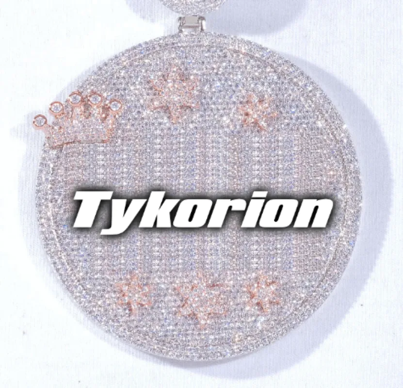 CUSTOM LETTER NECKLACE 3D BIG CROWN DISC sold by The GUU Shop