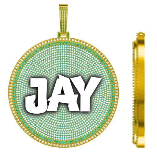 CUSTOM LETTER NECKLACE 3D BIG DISC sold by The GUU Shop