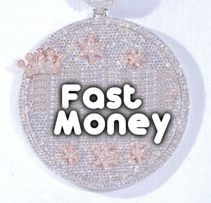 CUSTOM LETTER NECKLACE 3D BIG CROWN DISC sold by The GUU Shop