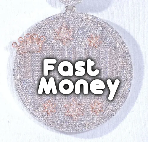 CUSTOM LETTER NECKLACE 3D BIG CROWN DISC sold by The GUU Shop