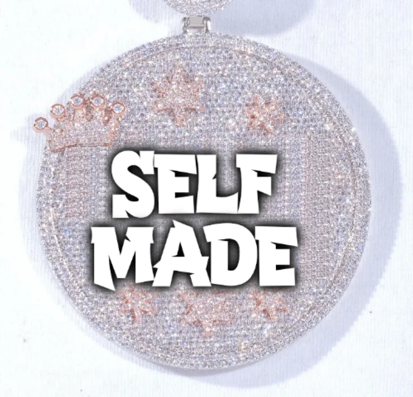 CUSTOM LETTER NECKLACE 3D BIG CROWN DISC sold by The GUU Shop