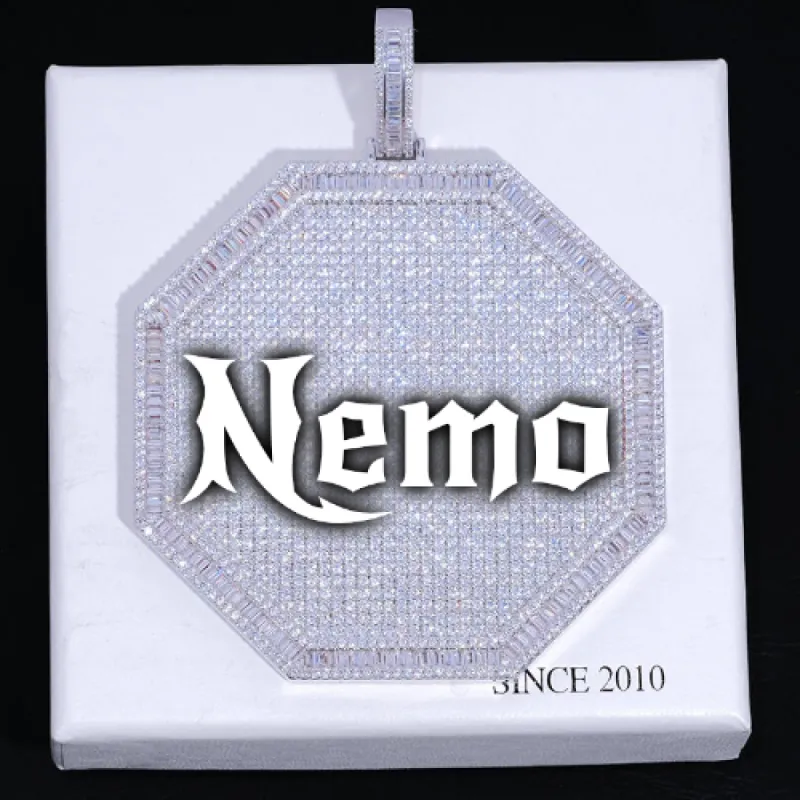 CUSTOM LETTER NECKLACE 3D BIG OCTAGON sold by The GUU Shop