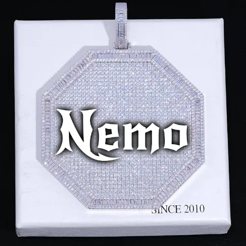 CUSTOM LETTER NECKLACE 3D BIG OCTAGON sold by The GUU Shop