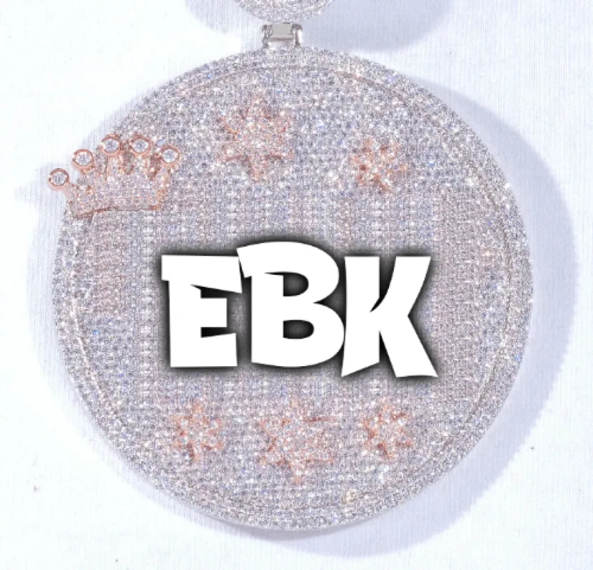 CUSTOM LETTER NECKLACE 3D BIG CROWN DISC sold by The GUU Shop