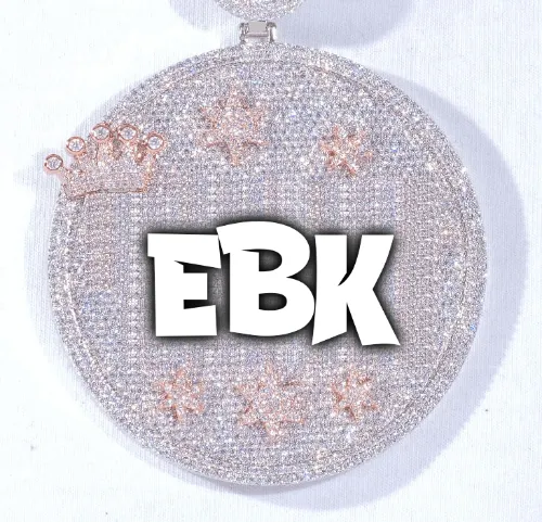 CUSTOM LETTER NECKLACE 3D BIG CROWN DISC sold by The GUU Shop