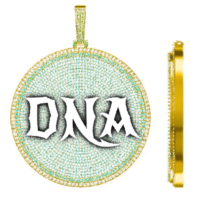 CUSTOM LETTER NECKLACE 3D BIG DISC sold by The GUU Shop