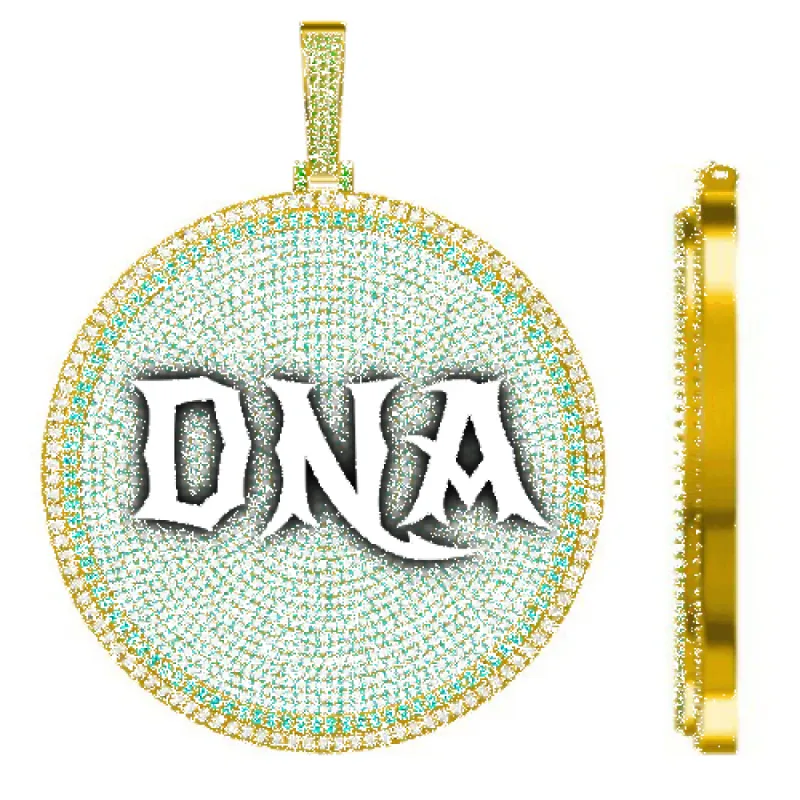 CUSTOM LETTER NECKLACE 3D BIG DISC sold by The GUU Shop