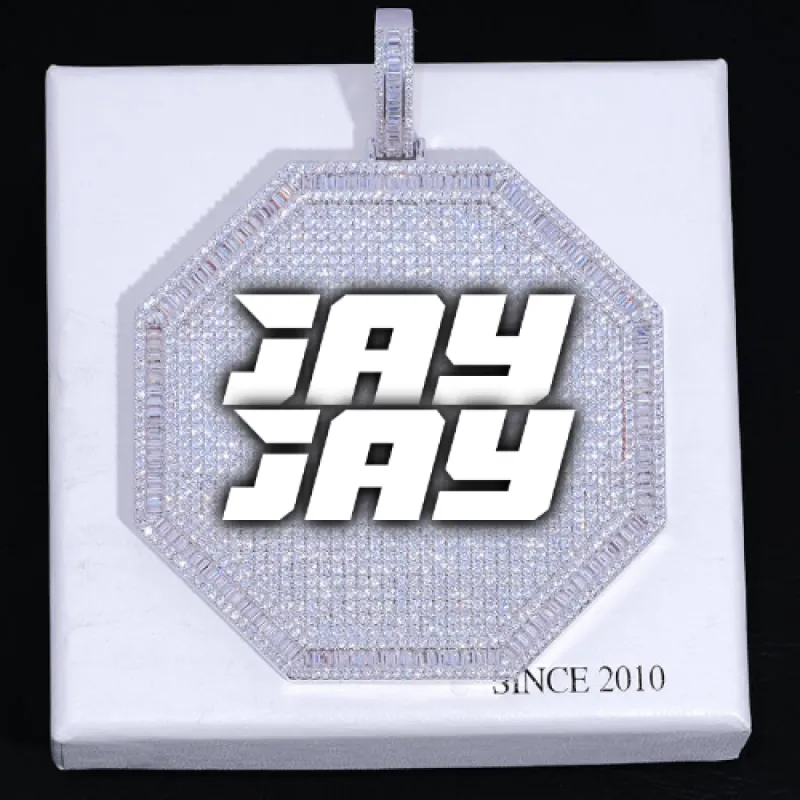 CUSTOM LETTER NECKLACE 3D BIG OCTAGON sold by The GUU Shop