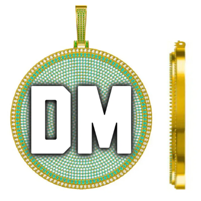 CUSTOM LETTER NECKLACE 3D BIG DISC sold by The GUU Shop