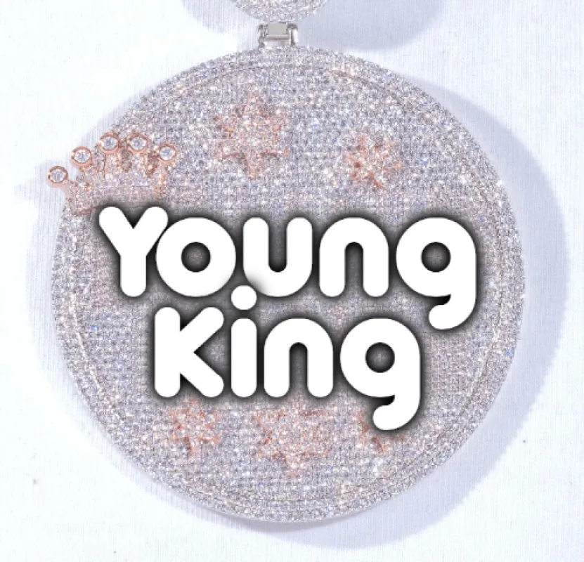 CUSTOM LETTER NECKLACE 3D BIG CROWN DISC sold by The GUU Shop