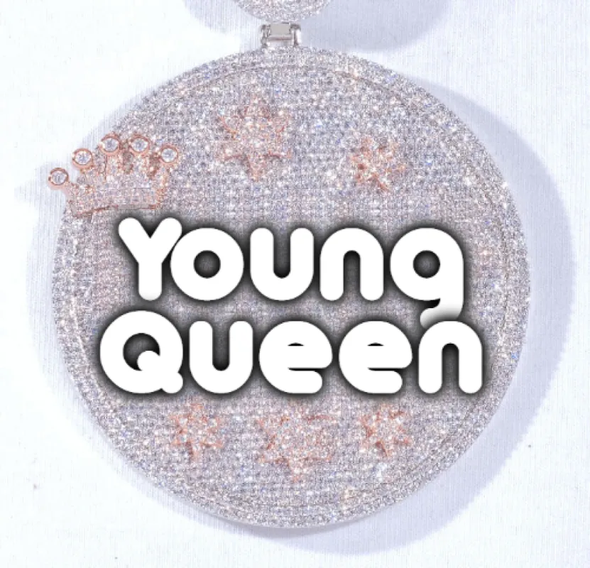 CUSTOM LETTER NECKLACE 3D BIG CROWN DISC sold by The GUU Shop