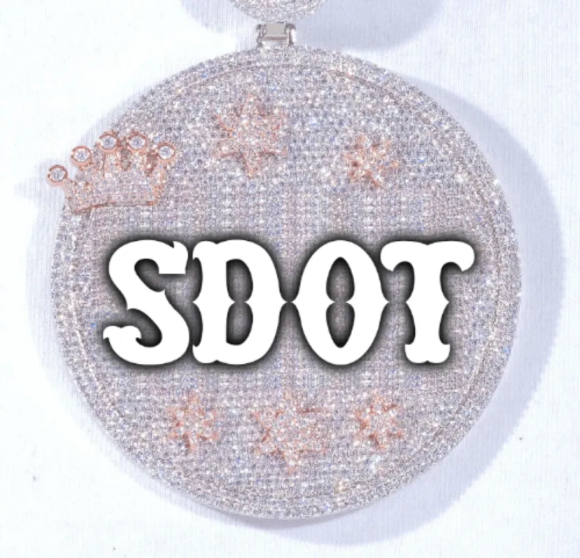 CUSTOM LETTER NECKLACE 3D BIG CROWN DISC sold by The GUU Shop