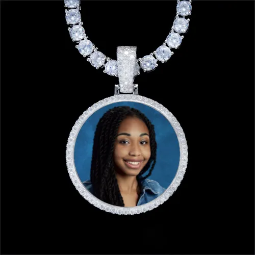 925S & VVS Moissanite 3D Circle Custom Picture Pendant sold by The GUU Shop
