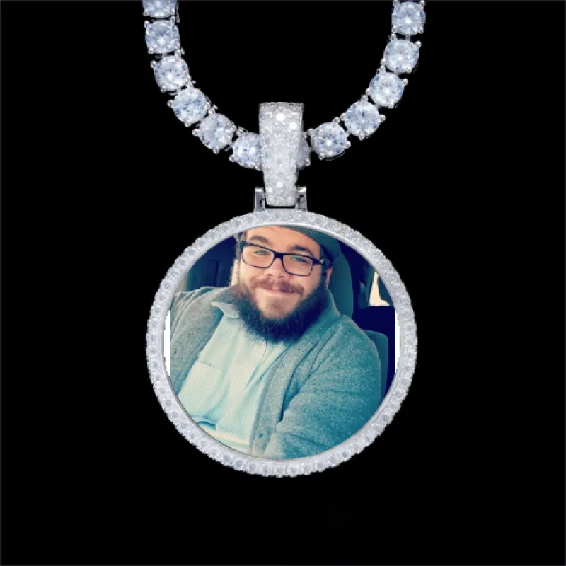 925S & VVS Moissanite 3D Circle Custom Picture Pendant sold by The GUU Shop