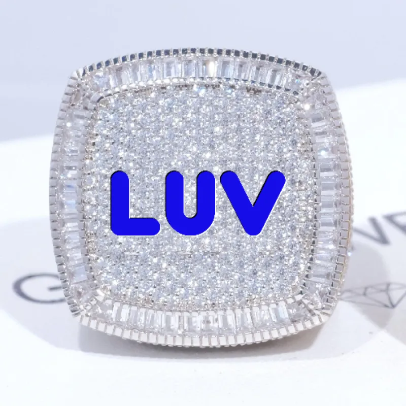 CUSTOM LETTER 3D ICED RING sold by The GUU Shop