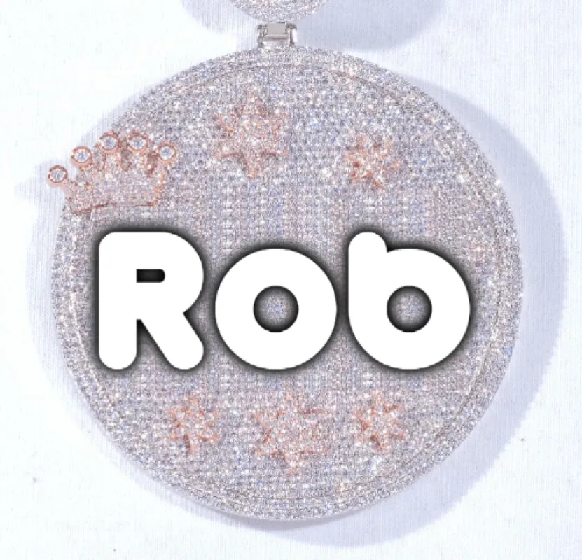 CUSTOM LETTER NECKLACE 3D BIG CROWN DISC sold by The GUU Shop