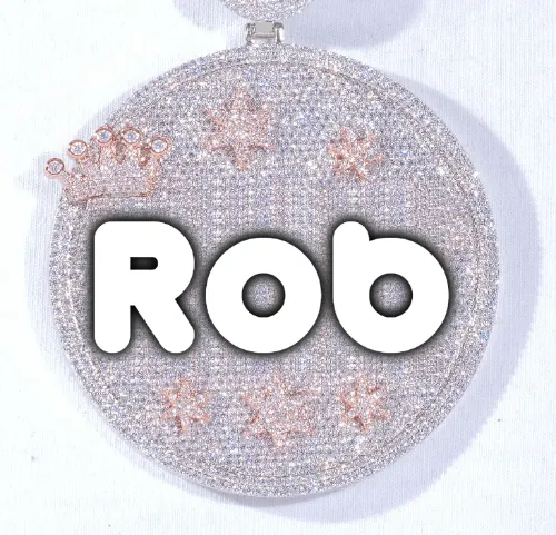 CUSTOM LETTER NECKLACE 3D BIG CROWN DISC sold by The GUU Shop