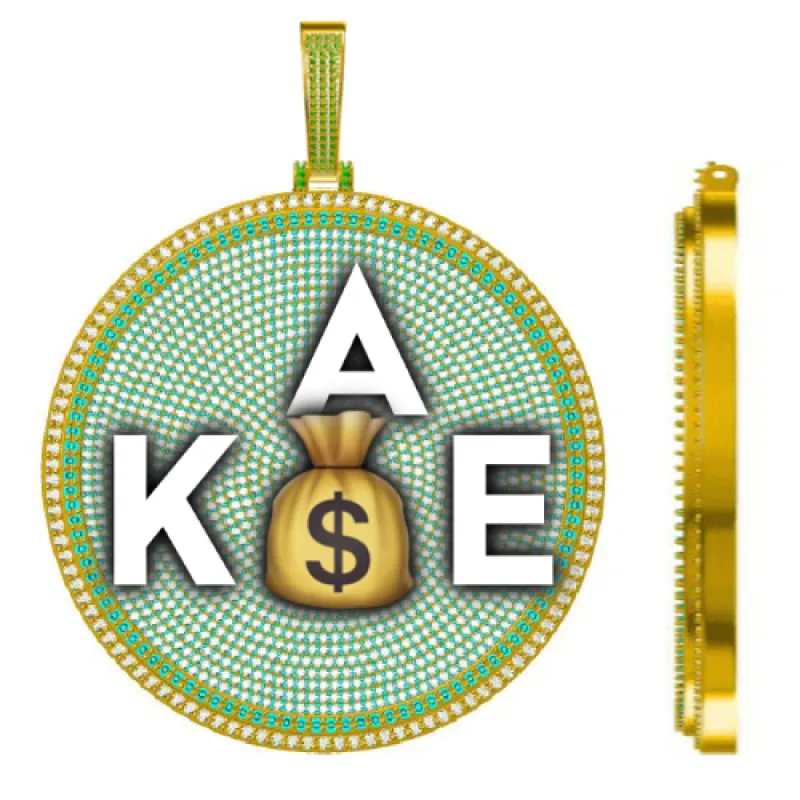 CUSTOM LETTER NECKLACE 3D BIG DISC made by The GUU Shop