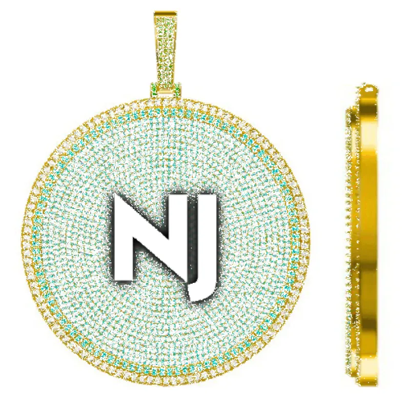 CUSTOM LETTER NECKLACE 3D BIG DISC sold by The GUU Shop