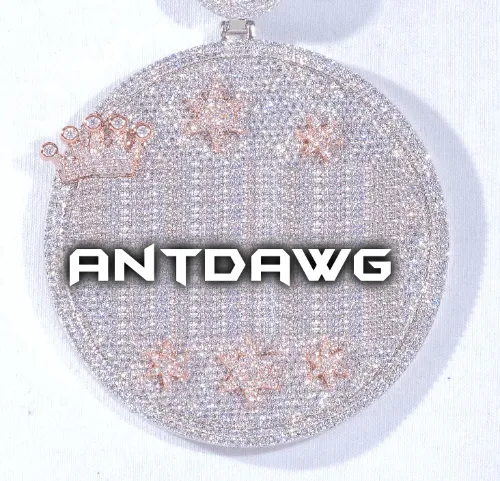 CUSTOM LETTER NECKLACE 3D BIG CROWN DISC sold by The GUU Shop