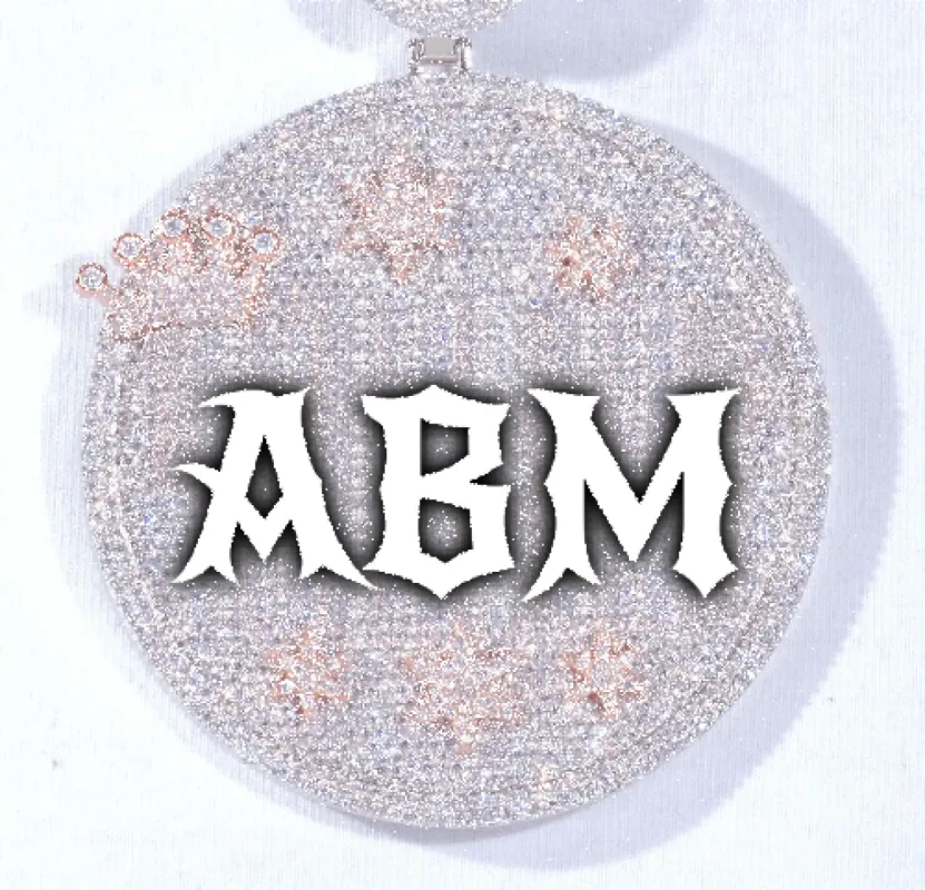 CUSTOM LETTER NECKLACE 3D BIG CROWN DISC sold by The GUU Shop