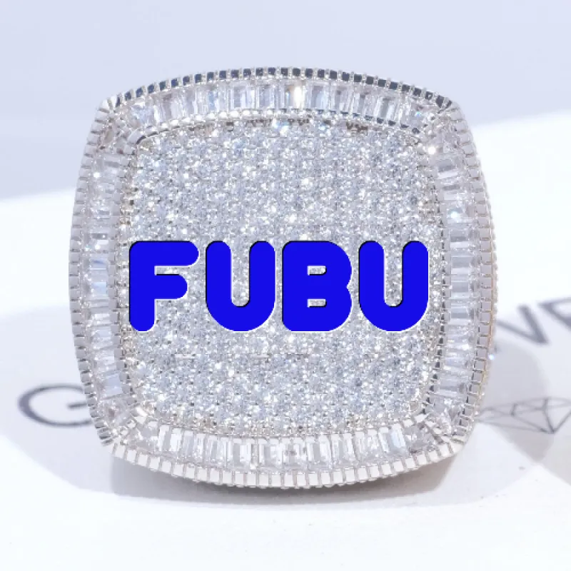 CUSTOM LETTER 3D ICED RING sold by The GUU Shop