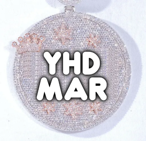 CUSTOM LETTER NECKLACE 3D BIG CROWN DISC sold by The GUU Shop