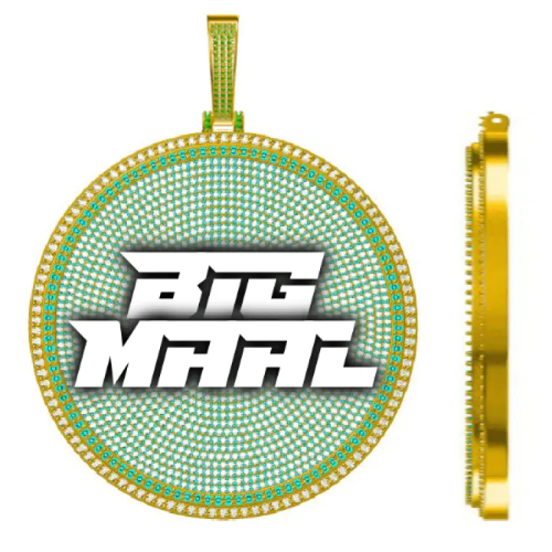 CUSTOM LETTER NECKLACE 3D BIG DISC sold by The GUU Shop