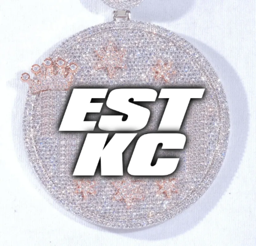 CUSTOM LETTER NECKLACE 3D BIG CROWN DISC sold by The GUU Shop