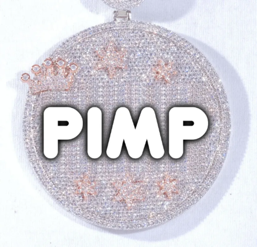 CUSTOM LETTER NECKLACE 3D BIG CROWN DISC sold by The GUU Shop