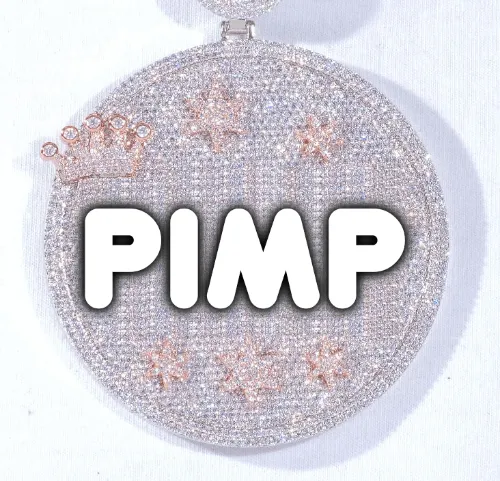 CUSTOM LETTER NECKLACE 3D BIG CROWN DISC sold by The GUU Shop