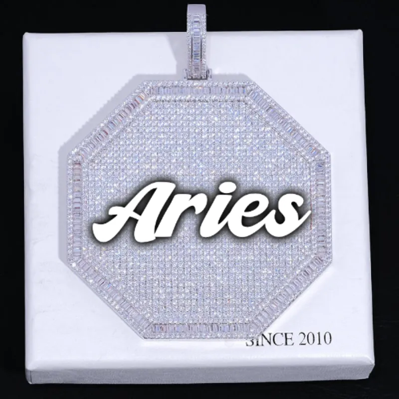 CUSTOM LETTER NECKLACE 3D BIG OCTAGON sold by The GUU Shop