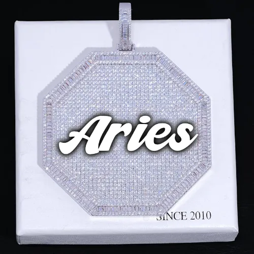 CUSTOM LETTER NECKLACE 3D BIG OCTAGON sold by The GUU Shop