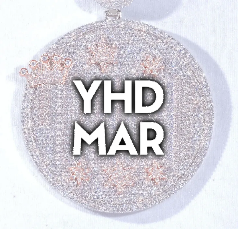 CUSTOM LETTER NECKLACE 3D BIG CROWN DISC sold by The GUU Shop