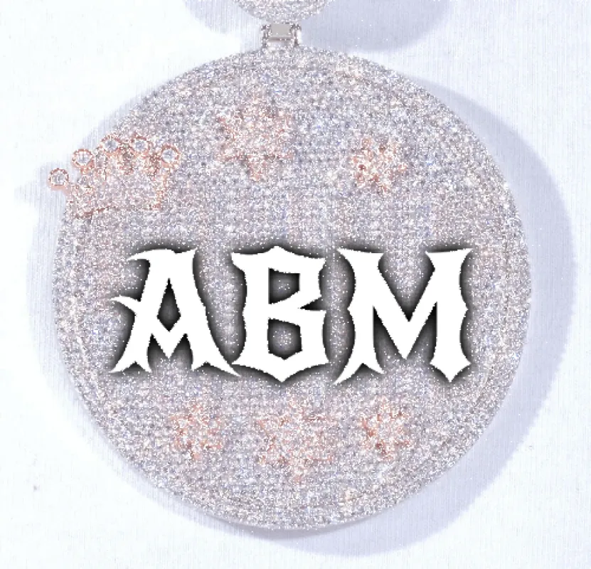 CUSTOM LETTER NECKLACE 3D BIG CROWN DISC sold by The GUU Shop