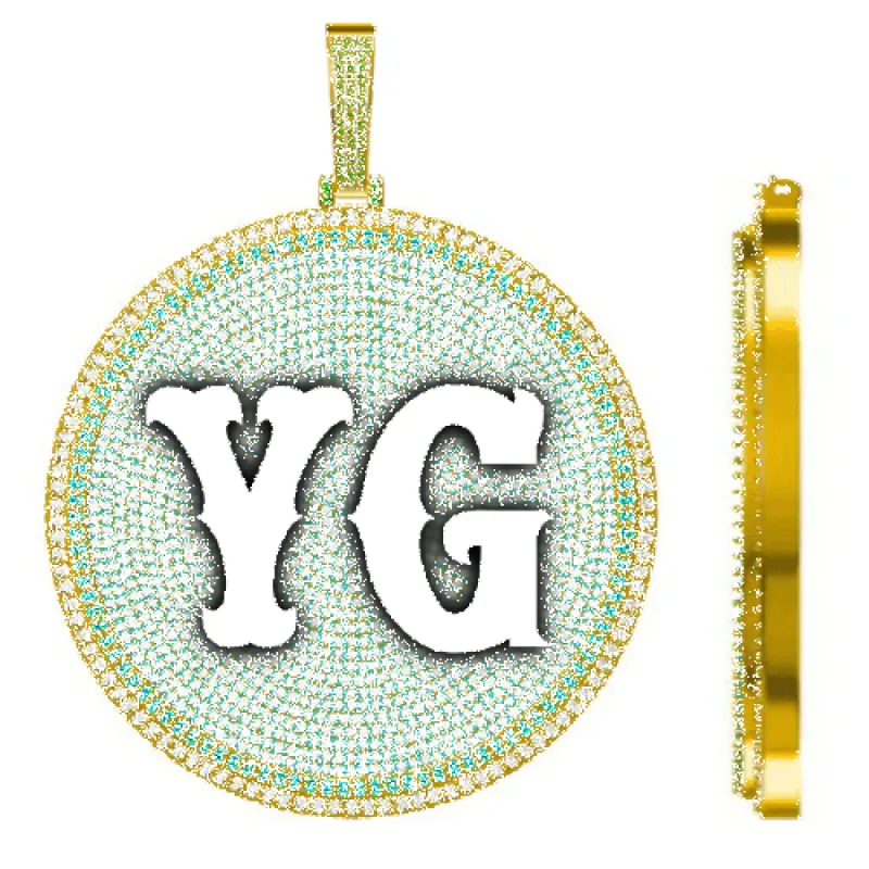 CUSTOM LETTER NECKLACE 3D BIG DISC sold by The GUU Shop