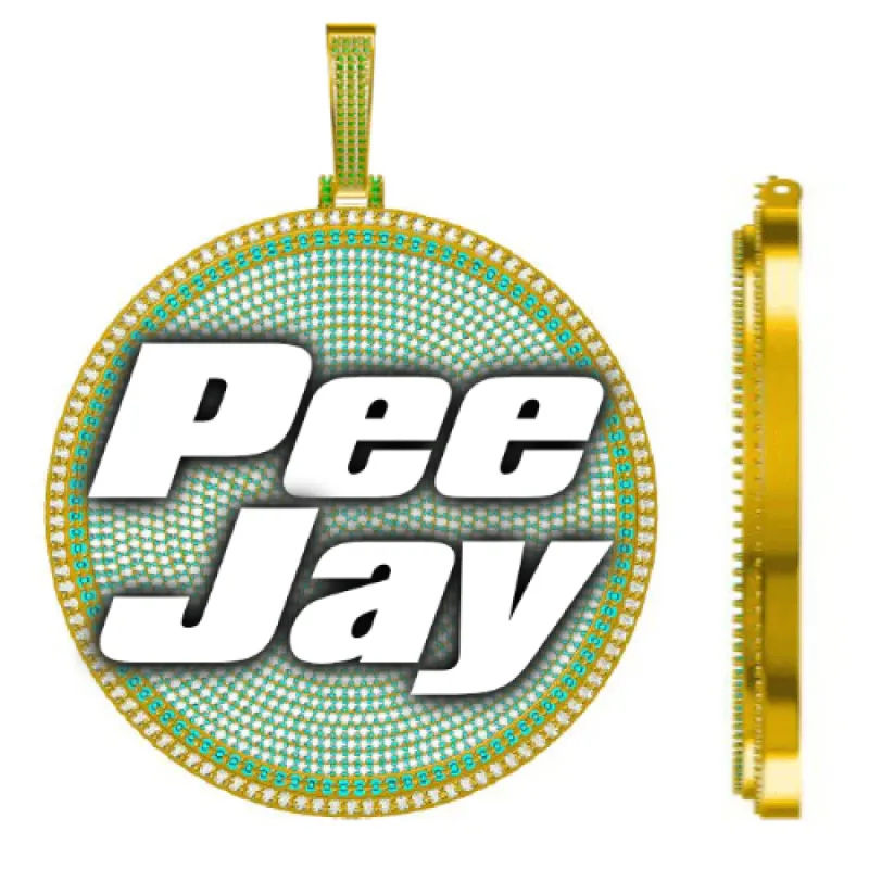 CUSTOM LETTER NECKLACE 3D BIG DISC sold by The GUU Shop