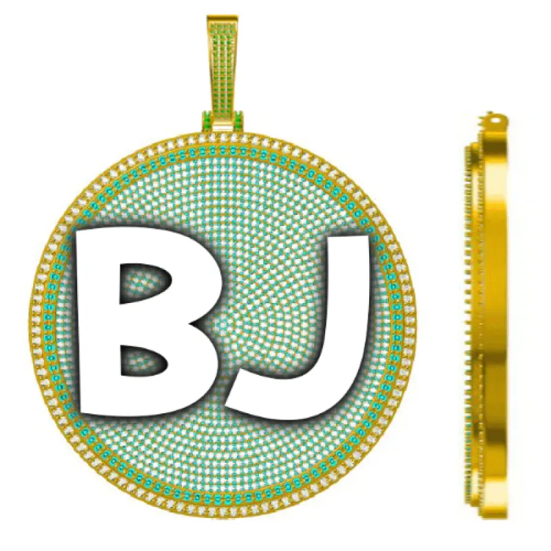 CUSTOM LETTER NECKLACE 3D BIG DISC sold by The GUU Shop