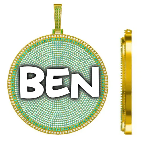 CUSTOM LETTER NECKLACE 3D BIG DISC sold by The GUU Shop