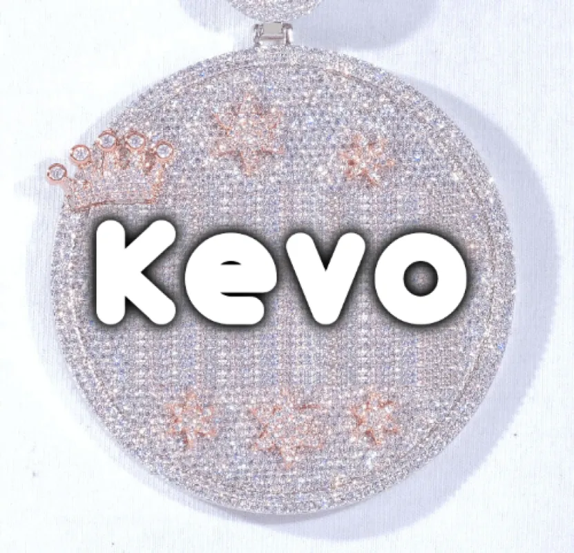 CUSTOM LETTER NECKLACE 3D BIG CROWN DISC sold by The GUU Shop