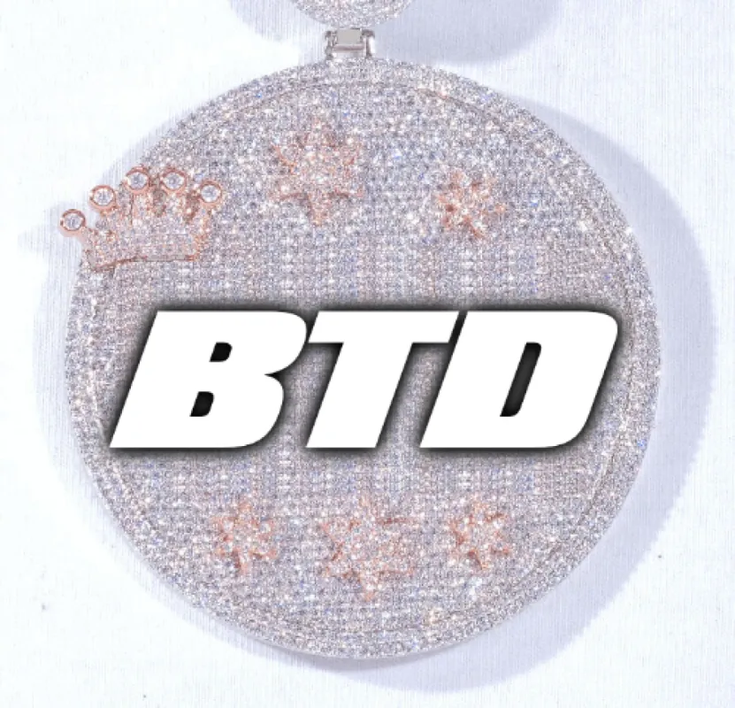 CUSTOM LETTER NECKLACE 3D BIG CROWN DISC sold by The GUU Shop