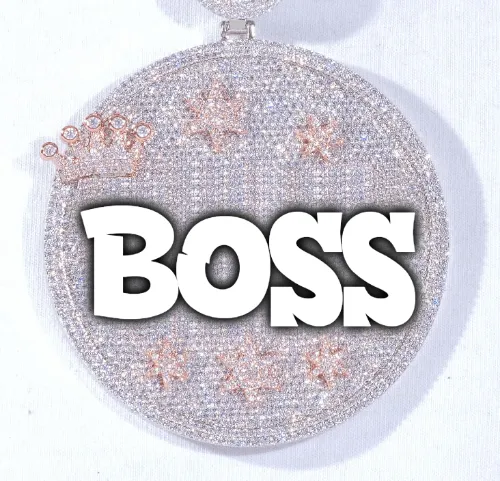 CUSTOM LETTER NECKLACE 3D BIG CROWN DISC sold by The GUU Shop