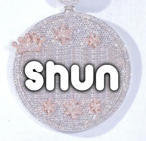 CUSTOM LETTER NECKLACE 3D BIG CROWN DISC sold by The GUU Shop