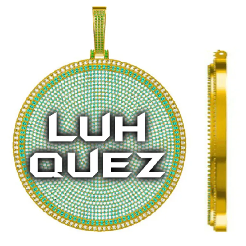 CUSTOM LETTER NECKLACE 3D BIG DISC sold by The GUU Shop