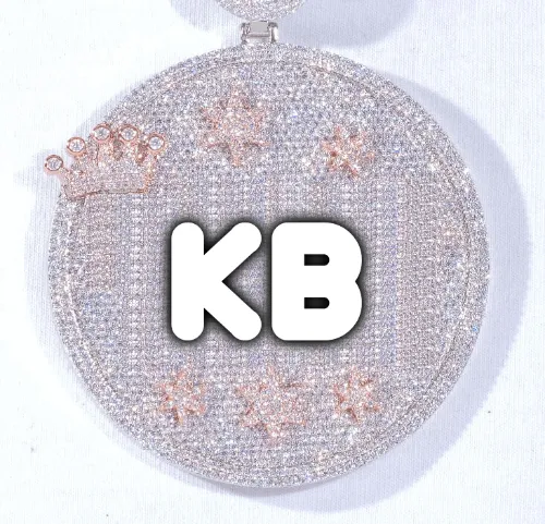 CUSTOM LETTER NECKLACE 3D BIG CROWN DISC sold by The GUU Shop