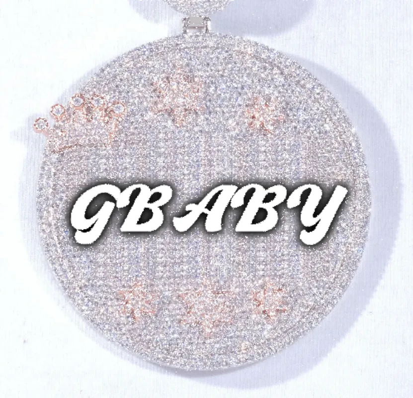 CUSTOM LETTER NECKLACE 3D BIG CROWN DISC sold by The GUU Shop