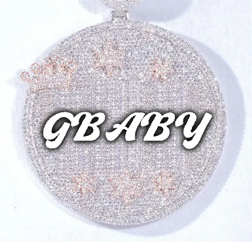 CUSTOM LETTER NECKLACE 3D BIG CROWN DISC sold by The GUU Shop