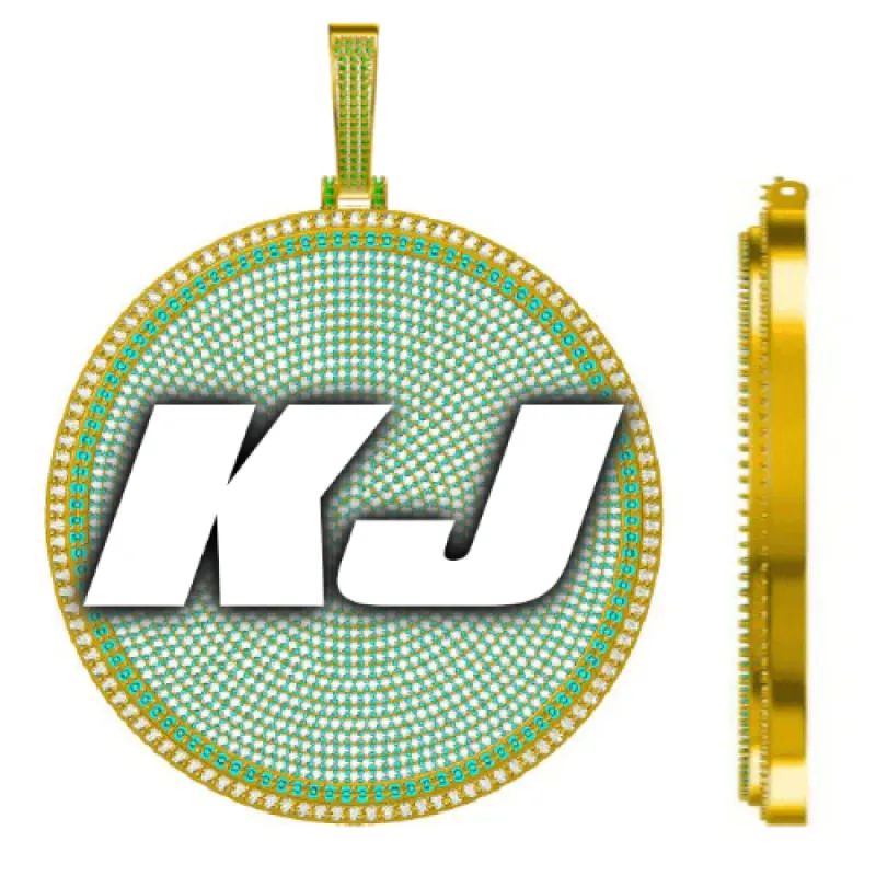 CUSTOM LETTER NECKLACE 3D BIG DISC sold by The GUU Shop