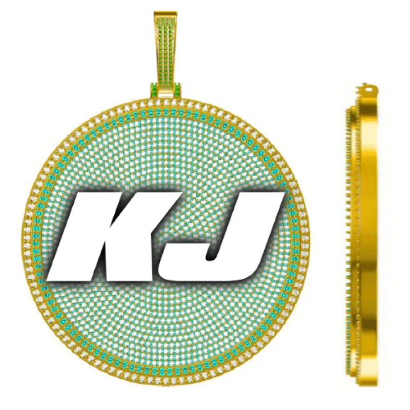 CUSTOM LETTER NECKLACE 3D BIG DISC sold by The GUU Shop