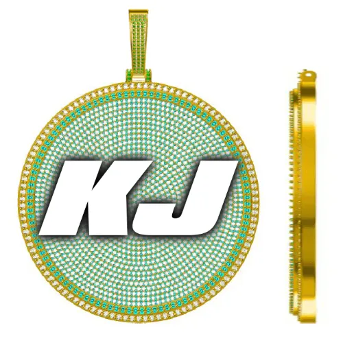 CUSTOM LETTER NECKLACE 3D BIG DISC sold by The GUU Shop